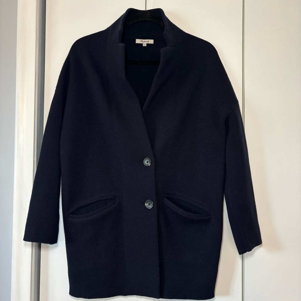 Madewell Women’s Blazer Sweater Jacket Merino Wool Navy Blue XXS